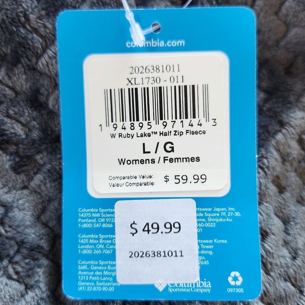 NWT Columbia "Ruby Lake Half-Zip Fleece" Pullover Dark Gray | Women's Size Large - Picture 8 of 9